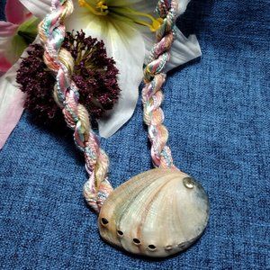Sea Shell on Pastel Rope Necklace